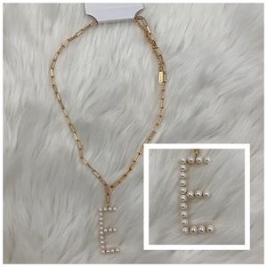 4/$20 BaubleBar Gold & Pearl Letter E Necklace